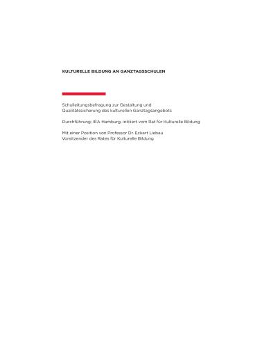 Cover Schulleiterbefragung zur kulturellen Bildung