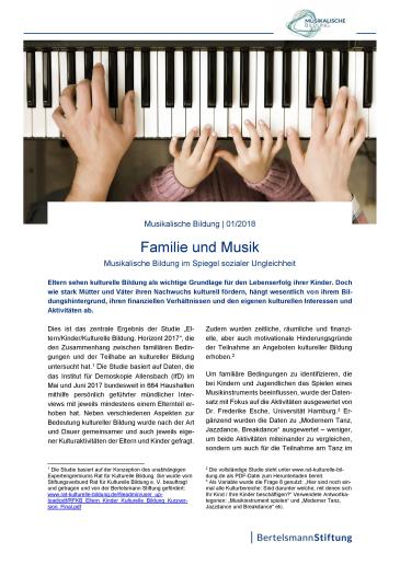 Cover der Studie Familie und Musik