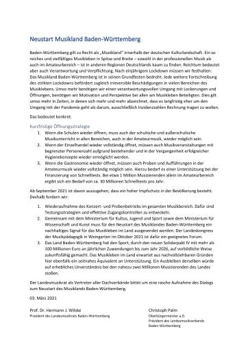 Cover Neustart Musikland Baden-Württemberg