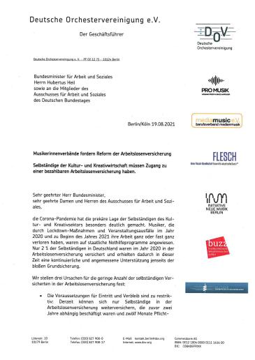Titel Offener Brief DOV ProMusik