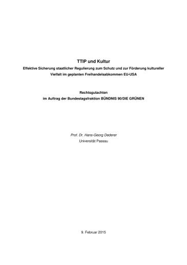 Titel Gutachten TTIP