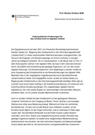 Titel BKM Urheberrecht