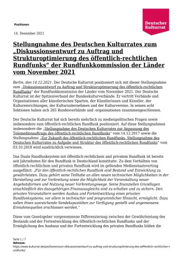 Titel Öffentlich rechtlicher Rundfunk