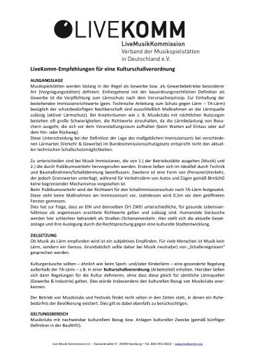 Cover Kulturschallverordnung